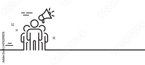 Brand ambassador line icon. Holding megaphone sign. Advertisement device symbol. Minimal line illustration background. Brand ambassador line icon pattern banner. White web template concept. Vector