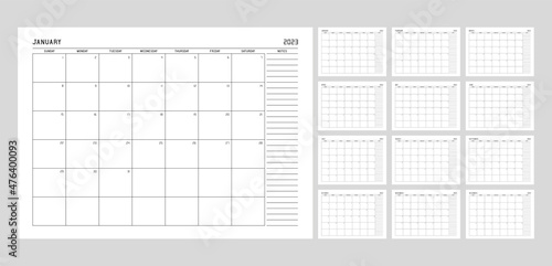 Calendar planner template for 2023 year