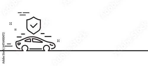 Transport insurance line icon. Car risk coverage sign. Vehicle protection symbol. Minimal line illustration background. Transport insurance line icon pattern banner. White web template concept. Vector