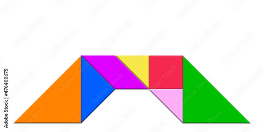 Klassisches Tangram in Form einer Brücke, 2D-Illustration Klassisches Tangram in Form einer Brücke, 2D-Illustration