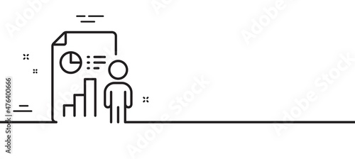 Business report line icon. Employee results sign. Organization statistics symbol. Minimal line illustration background. Business report line icon pattern banner. White web template concept. Vector