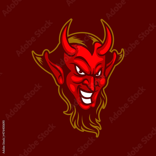 Smile Devil Mascot Logo Vector Illustration for Sport and Esport Team - Vector