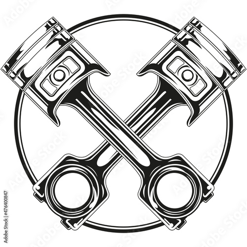 Mechanic logo SVG design with circled crossed pistons, Mechanic shirt, Car service, Car repair, Auto service, Auto repair