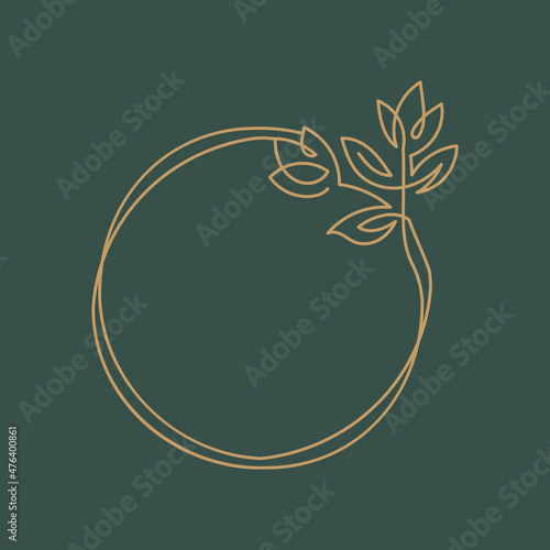 One Line Flower Frame Logo Illustration