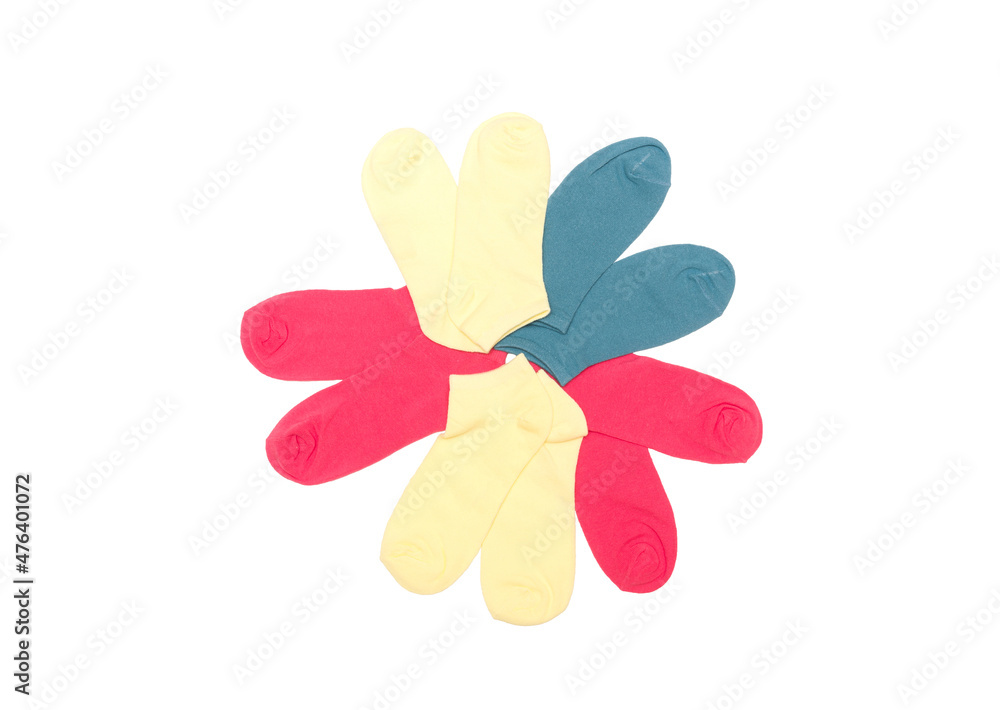 socks isolated on white background, set of multicolored socks socks isolated on white background, set of multicolored socks