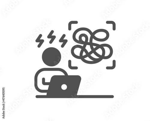 Difficult stress icon. Online psychology sign. Confused mental health symbol. Classic flat style. Quality design element. Simple difficult stress icon. Vector