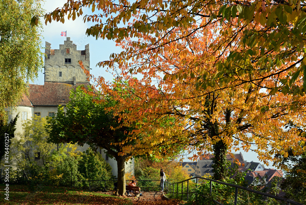 Meersburg am Bodensee, alte Burg im Herbst