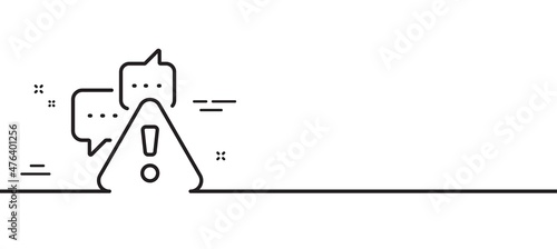 Warning line icon. Attention triangle sign. Caution alert symbol. Minimal line illustration background. Warning line icon pattern banner. White web template concept. Vector