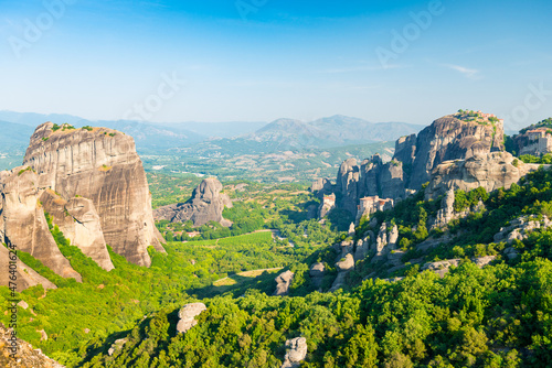 beautiful complex of Meteora monasteries built on rocks, Thessaly, Greece