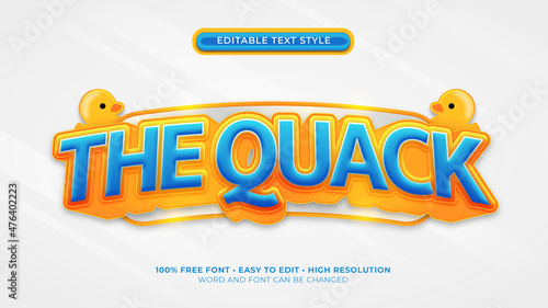 Font effect The quack text style 3d shiny orange and blue. eps vector file