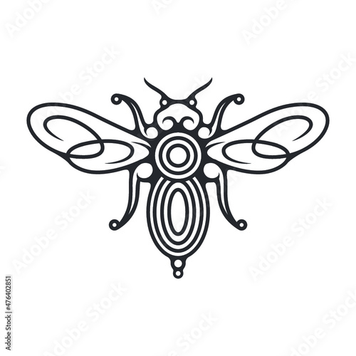 Design Illustration Bee Logo Line Art Ornament - Vector