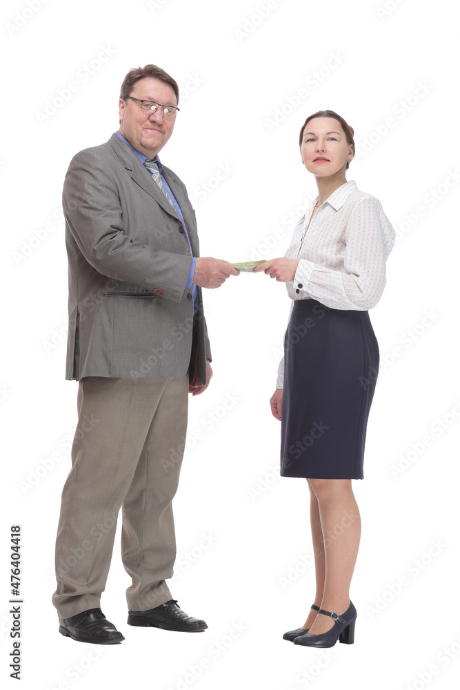 in full growth. businessman and business woman . in full growth. businessman and business woman .