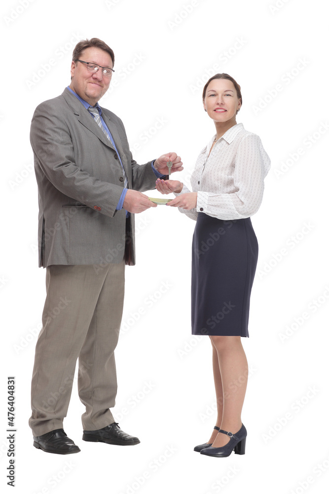 in full growth. businessman and business woman . in full growth. businessman and business woman .