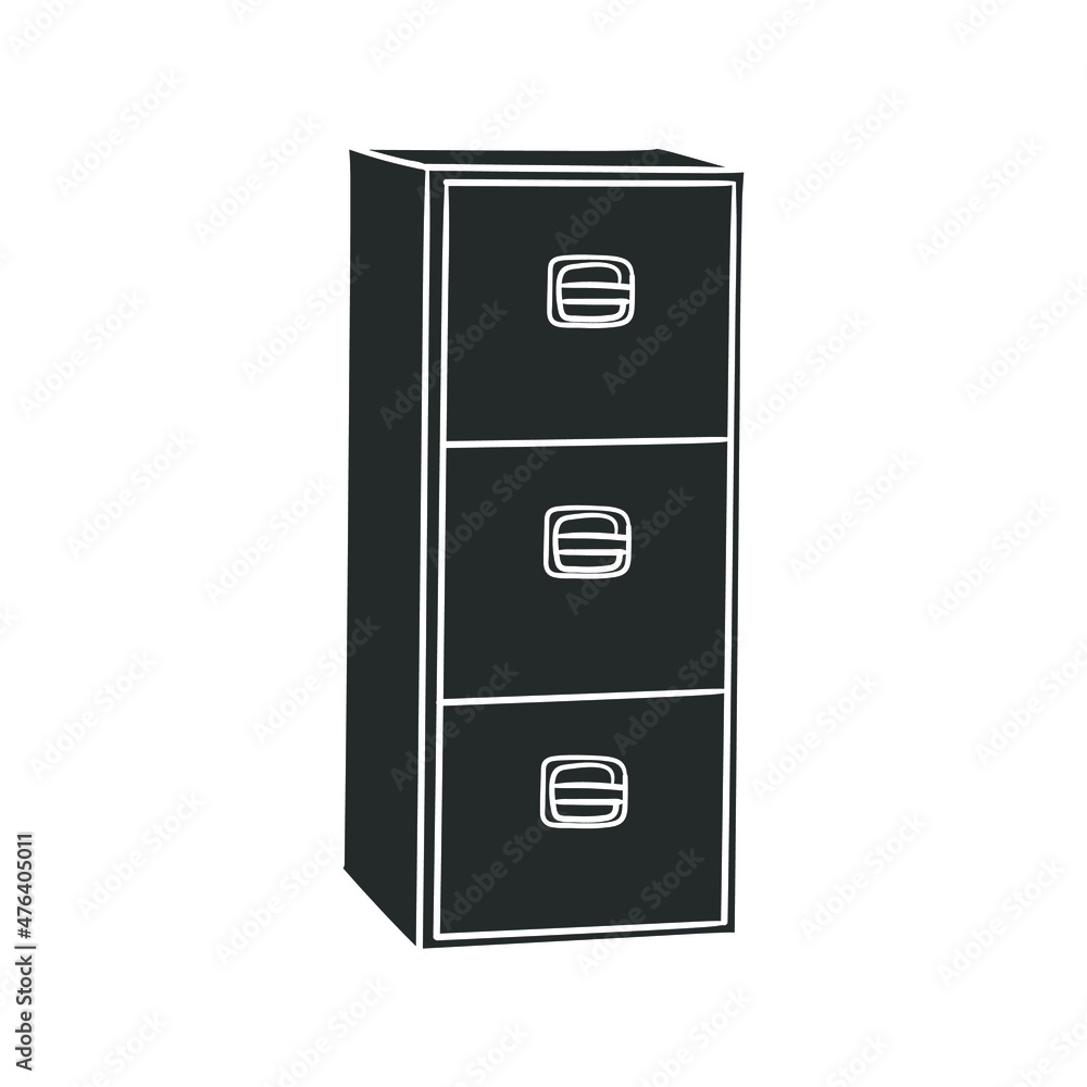 Filing Icon Silhouette Illustration. Furniture Storage Archive