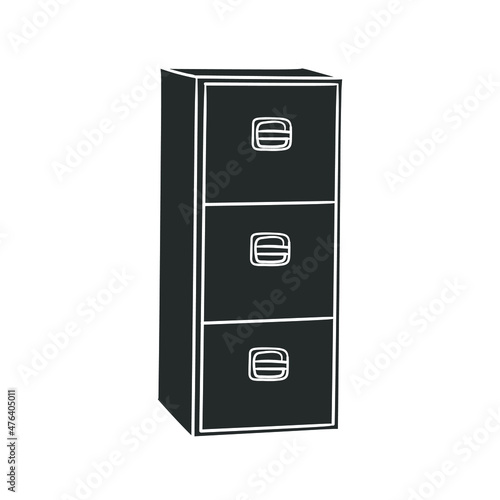 Filing Cabinet Icon Silhouette Illustration. Furniture Storage Archive Vector Graphic Pictogram Symbol Clip Art. Doodle Sketch Black Sign.