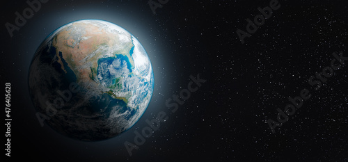 Fototapeta Naklejka Na Ścianę i Meble -  Planet Earth. Earth from outer space. Earth planet viewed from space. Earth in the space. Blue planet for wallpaper. Elements of this image furnished by NASA