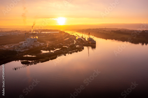 Fotografering Aerial view of the Derry Londonderryharbour in Northern Ireland