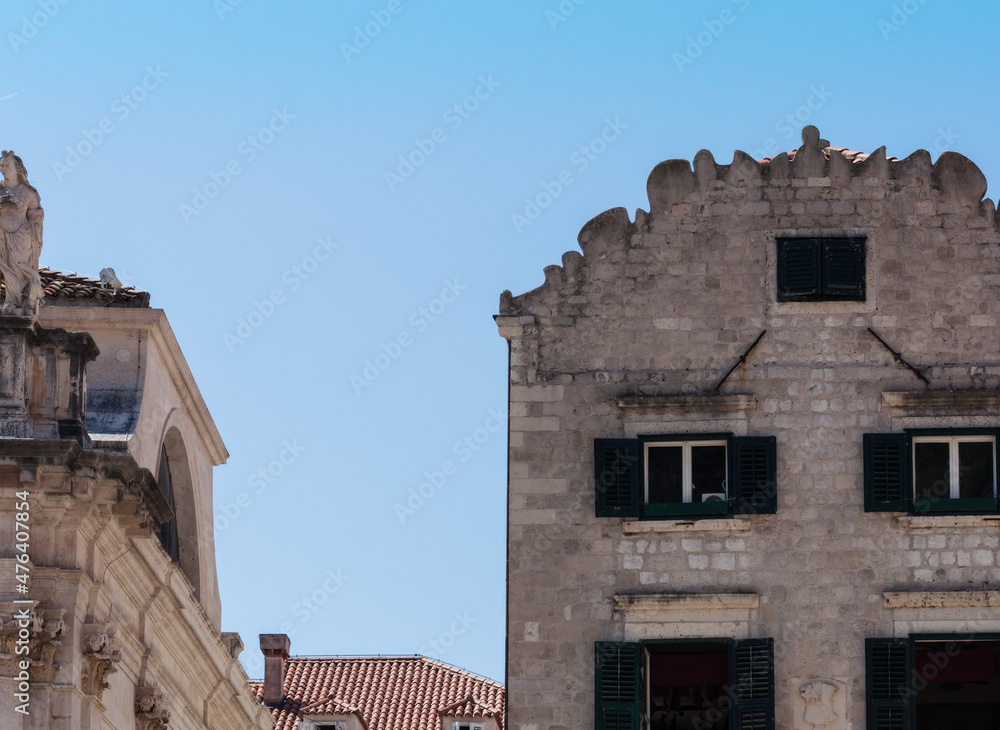 View of the ancient buildings in the famous landmark, Dubrovnik old town, Croatia, Adriatic coast View of the ancient buildings in the famous landmark, Dubrovnik old town, Croatia, Adriatic coast