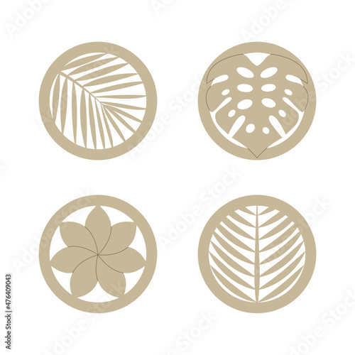 Vector coaster design for laser cut from wood, plywood, or metal. Cutting wooden panel. Vector illustration isolated. Laser cut wood coasters.