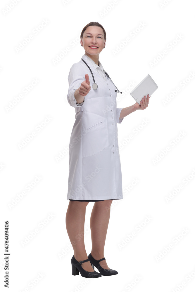 in full growth.female doctor with a digital tablet. in full growth.female doctor with a digital tablet.