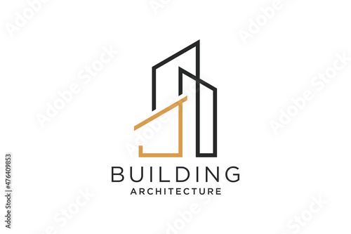 Letter J for Real Estate Remodeling Logo. Construction Architecture Building Logo Design Template Element.