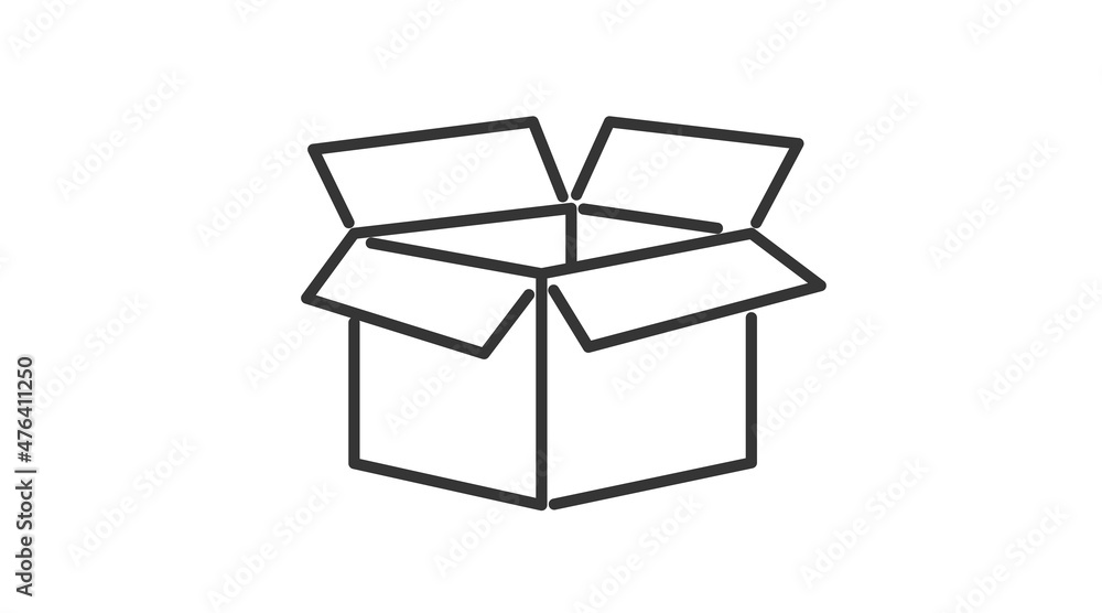 Box Icon. Vector isolated black and white illustration of a box Box Icon. Vector isolated black and white illustration of a box
