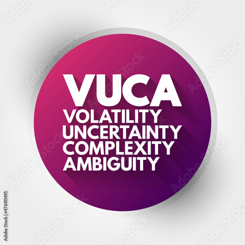 VUCA - Volatility  Uncertainty  Complexity  Ambiguity acronym  business concept background