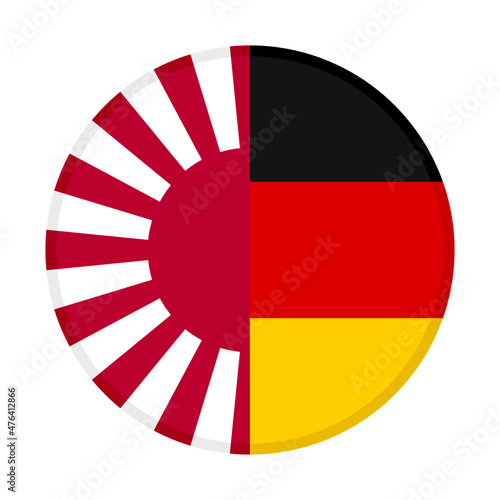 round icon with rising sun and germany flags, isolated on white background