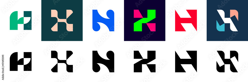 Abstract logos collection with letter H. Geometric abstract logos. Icon design Abstract logos collection with letter H. Geometric abstract logos. Icon design