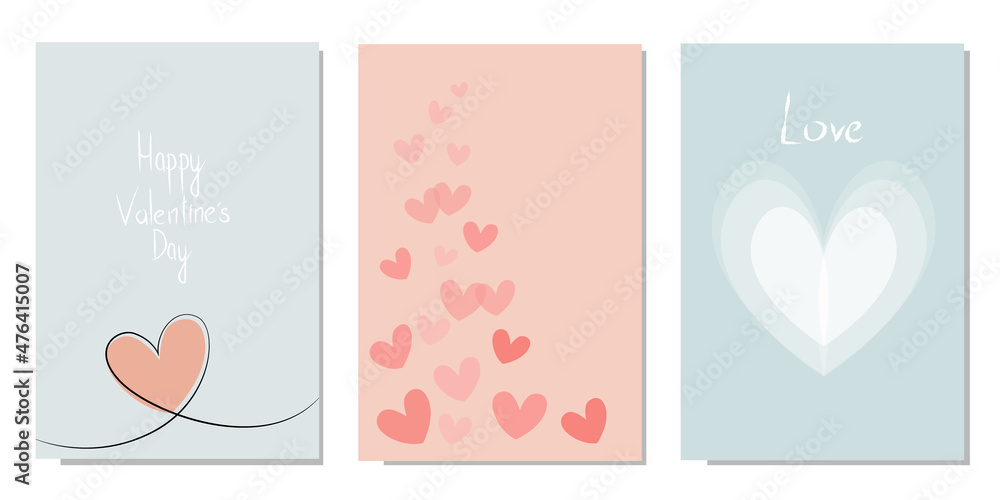 A set of greeting cards for Valentine's Day with inscriptions and decorative elements . Vector illustration for seasonal invitations, postcards, posters and flyers.