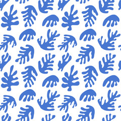 Fototapete Organische Formen Blaue Korallen Algen Matisse Muster  © millering