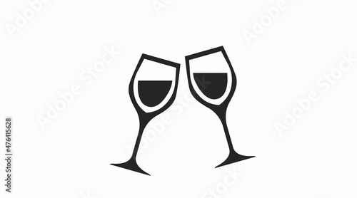 Toast Glasses Icon. Vector simple editable illustration of glasses toast