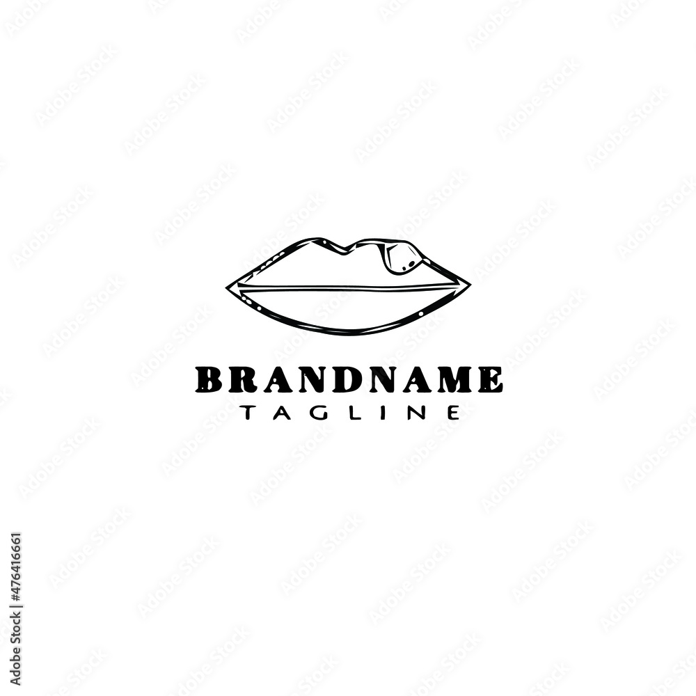Naklejka premium lips logo cartoon icon design template black isolated vector illustration