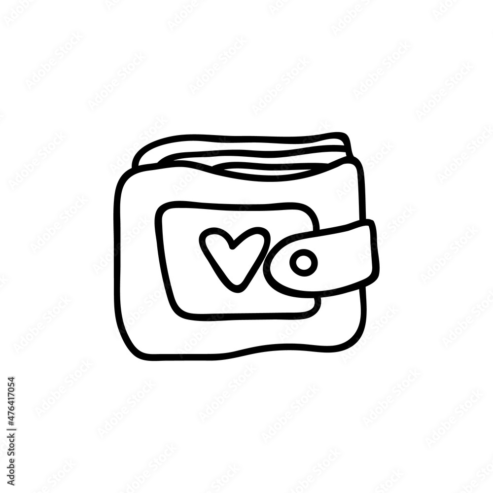 Single hand drawn wallet. Vector illustration in doodle style. Isolate on a white background. Single hand drawn wallet. Vector illustration in doodle style. Isolate on a white background.