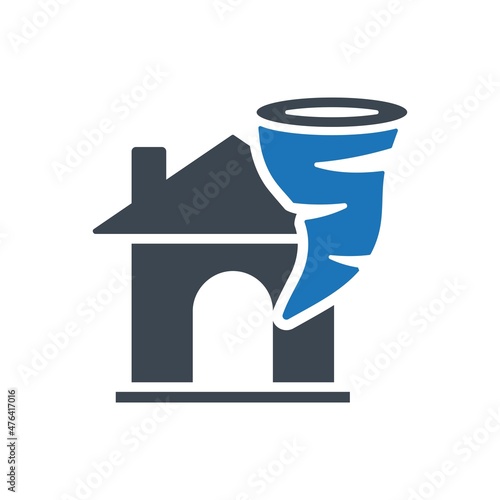 Tornado damage house icon ( vector illustration )