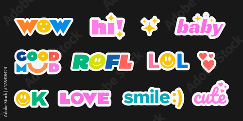 Cool Trendy Stickers Collection With Various Phrases.