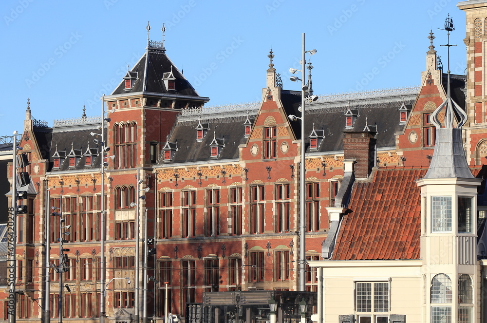 Amsterdam Central Railway Station Exterior Detail, Netherlands