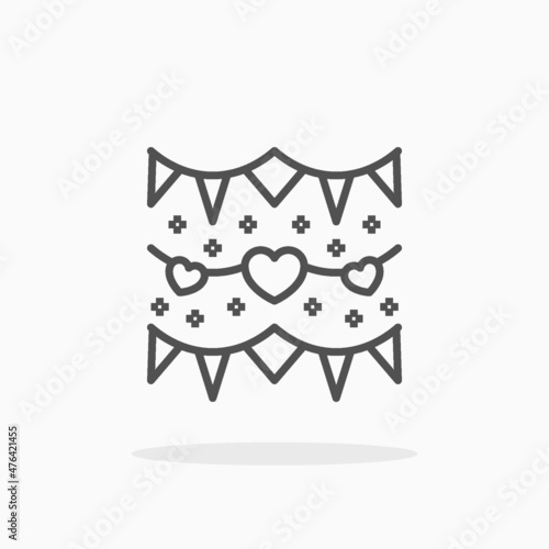 Garland Wedding Love icon. Editable Stroke and pixel perfect. Outline style. Vector illustration. Enjoy this icon for your project.