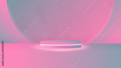 Minimal scene with podium for kids or baby product, present background. 3D rendering of very peri color palette. Product presentation, mock up, show cosmetic product, Podium, layout, stage pedestal