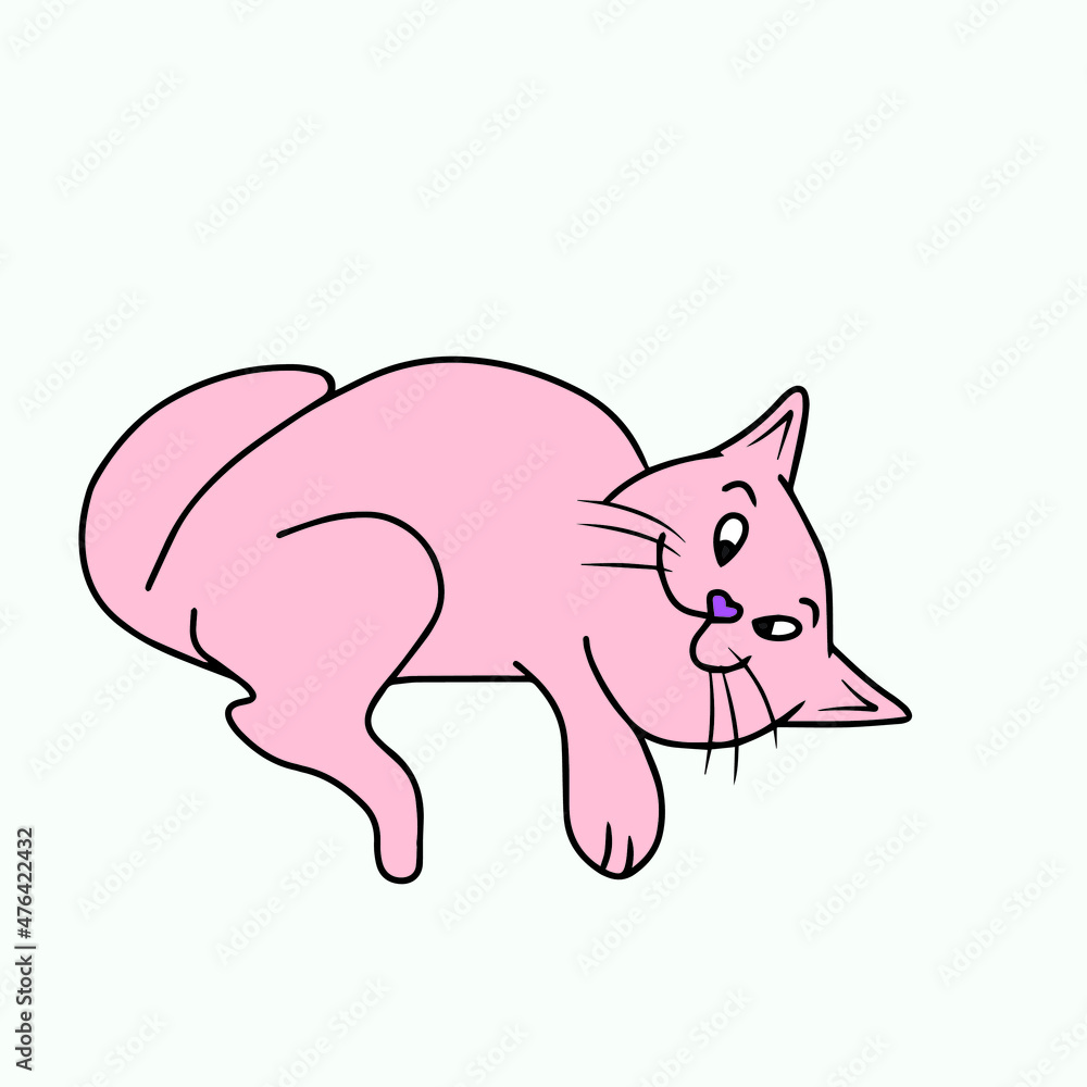 Vector children's design for backgrounds and fabrics, postcards, stickers. Funny cat Vector children's design for backgrounds and fabrics, postcards, stickers. Funny cat