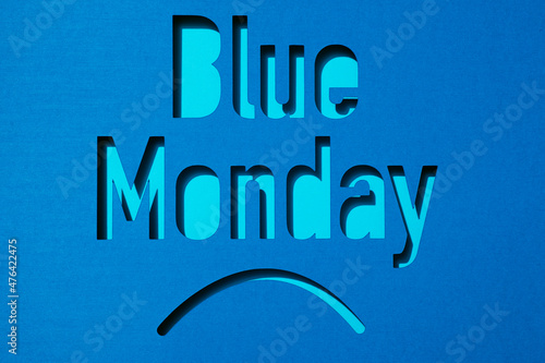 text blue monday and sad mouth photo