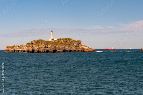 Mouro Island in the bay of Santander. photo