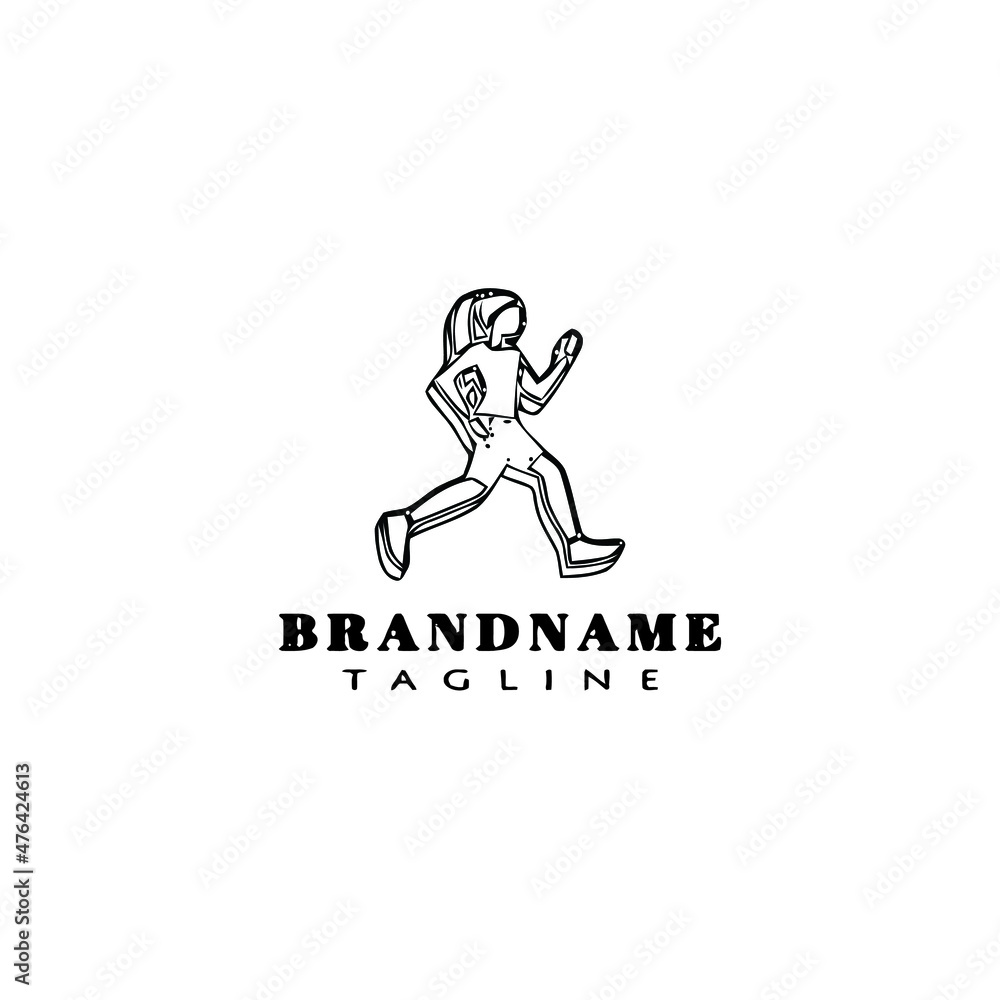 running woman cartoon logo icon design template black isolated vector