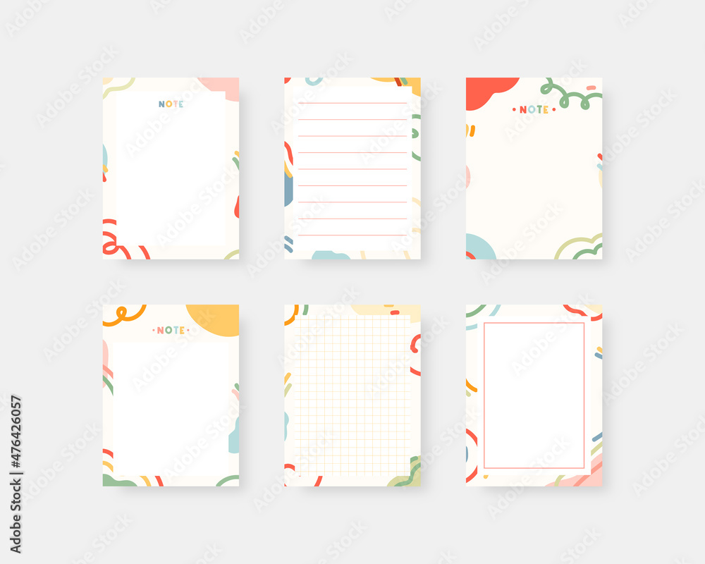 Colorful paper note set. Paper reminder note template. Vector illustration. Colorful paper note set. Paper reminder note template. Vector illustration.