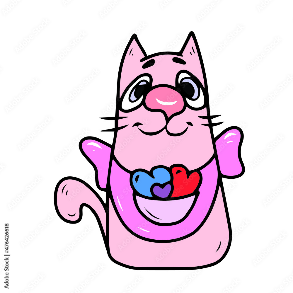 Vector children's design for fans and fabrics, postcards.Funny cat and different emotions Vector children's design for fans and fabrics, postcards.Funny cat and different emotions