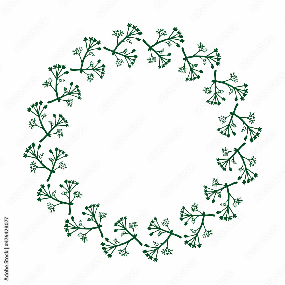 Round frame with awesome green plants on white background. Vector image. Round frame with awesome green plants on white background. Vector image.