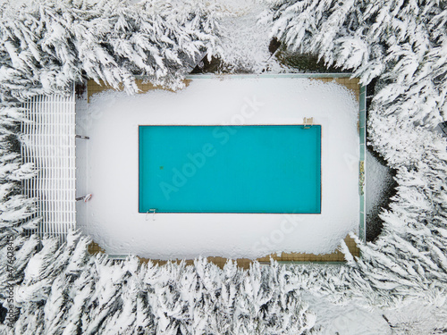 Pool in Winter Drone Photo,  Uskudar Istanbul Turkey photo