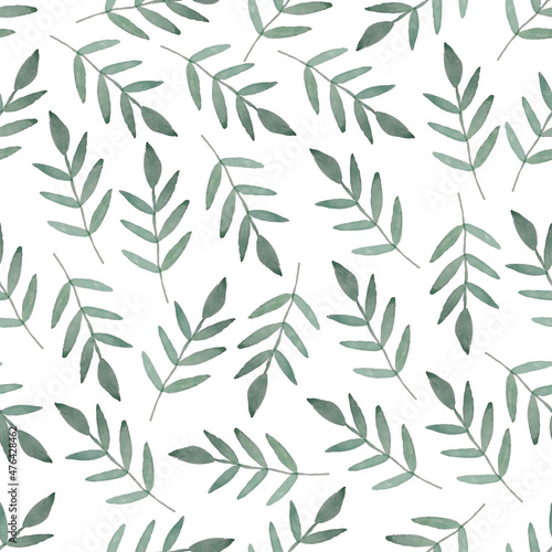 Watercolor leaf seamless pattern