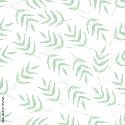 Watercolor leaf seamless pattern