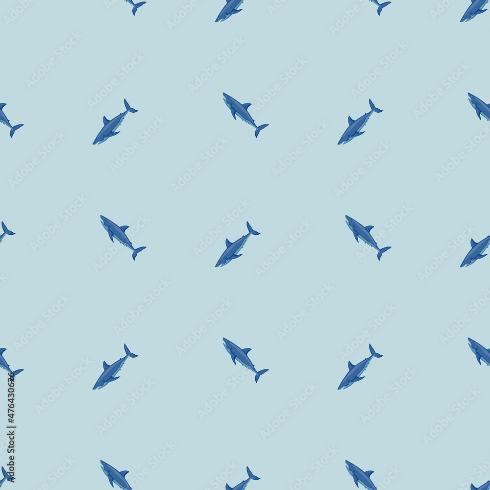 White shark seamless pattern in scandinavian style. Marine animals background. Vector illustration for children funny textile. White shark seamless pattern in scandinavian style. Marine animals background. Vector illustration for children funny textile.